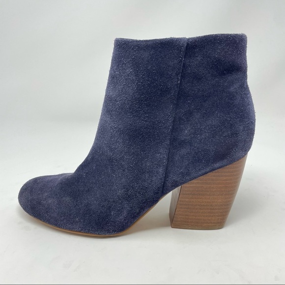 Crown Vintage Blue Suede Tashaa Ankle Boot Block Heel 9.5 - Picture 1 of 9